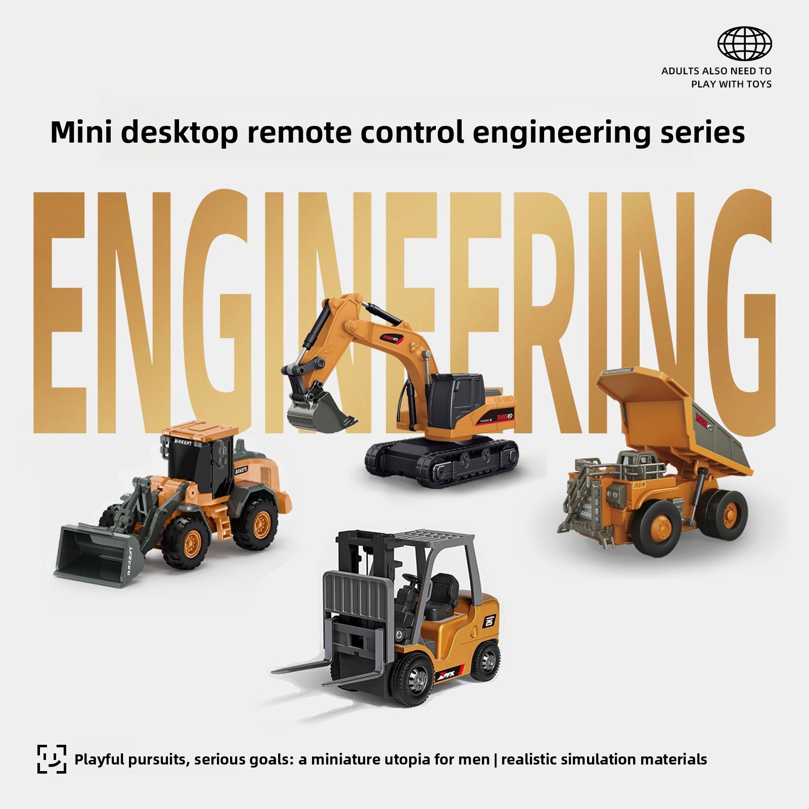 Model Kit Excavator - ชุดรถวิศวกรรม RC โลหะขนาด 1:64 รถบรรทุกเหมือง รถขุด