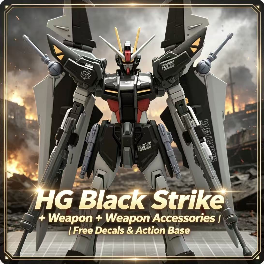 Model Kit Non Gundam - 41 HG 1/144 แบล็คสไตรค์เมชาพร้อมกระเป๋าเป้สะพายหลังและอุปกรณ์เสริม, ชุดประกอบโมเดล, ของตกแต่งสะสมและของขวัญสำหรับเด็กผู้ชาย