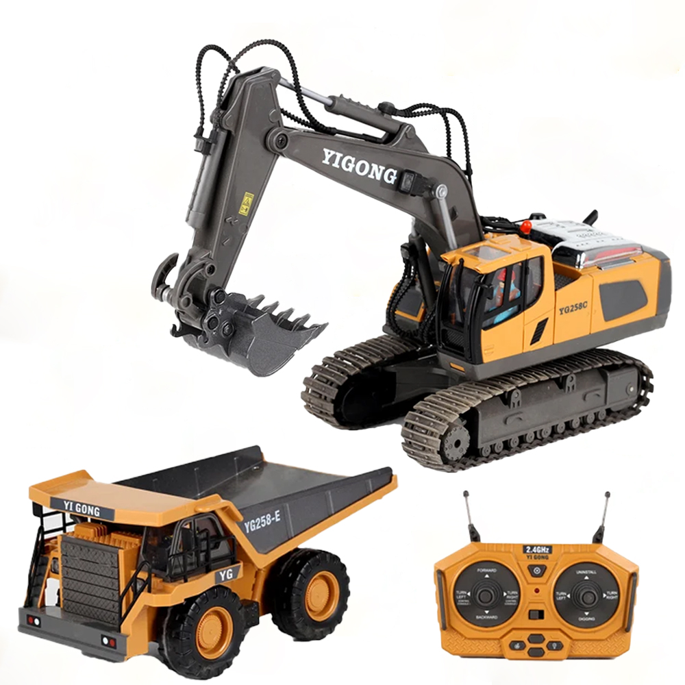 Model Kit Excavator - รถขุด รถดันดิน รถดัมพ์ 4WD แบบควบคุมระยะไกล พร้อมไฟและเสียง