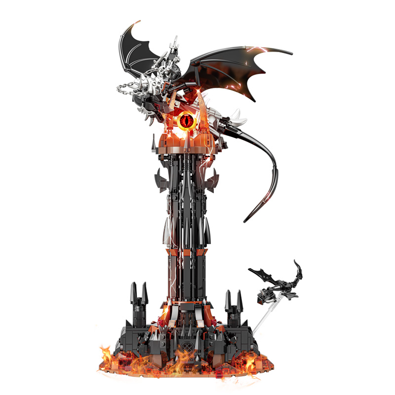 Model Kit Harry Potter - ชุดตัวต่อ MOC ลอร์ดออฟเดอะริงส์ หอคอยเวทมนตร์แห่งสัตว์ร้าย พร้อมไฟ LED
