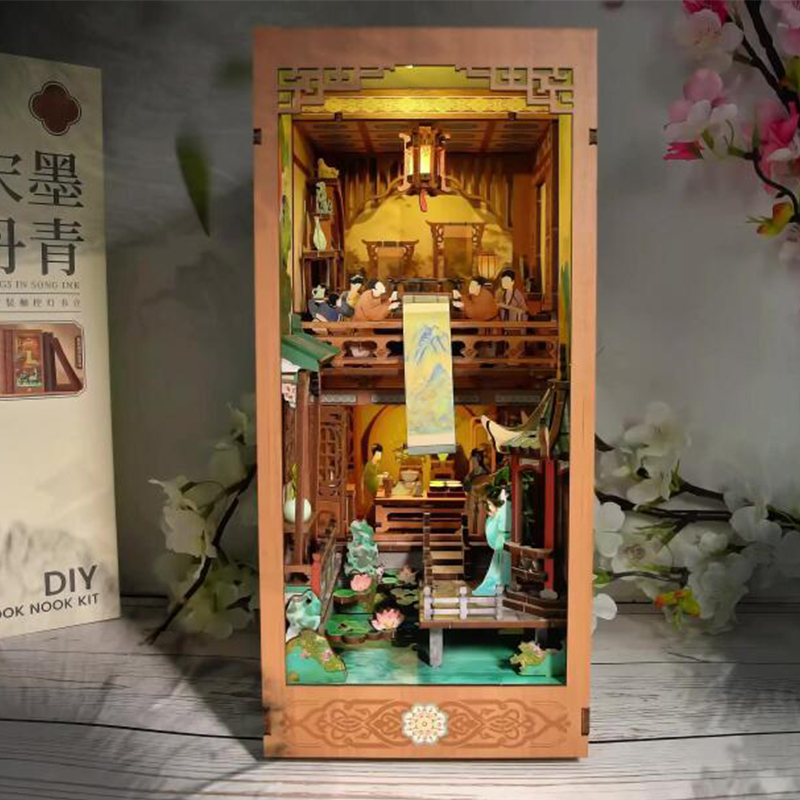 Model Kit Glue - DIY หนังสือไม้ Nook ชั้นวางชุด Song Dynasty