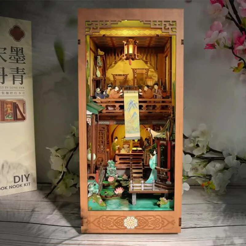 Model Kit Glue - OUZEY ชั้นวางหนังสือไม้แบบ DIY รุ่น Song Dynasty