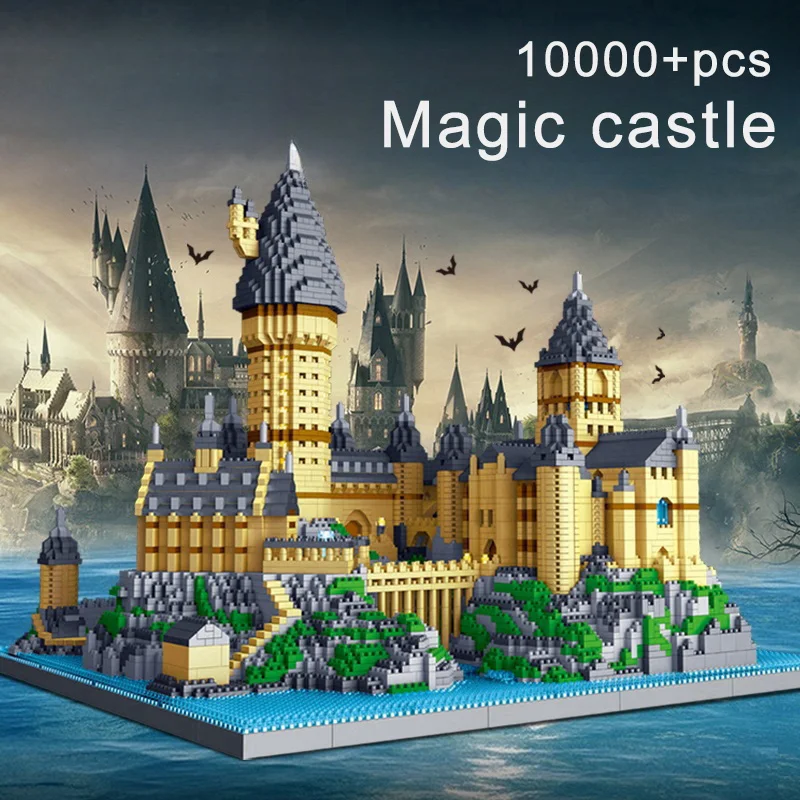 Model Kit Harry Potter - การศึกษา DIY เมจิก แคสเซิลชุดก่อสร้างสถาปัตยกรรมยุคกลางความคิดสร้างสรรค์ MOC ประกอบอิฐของขวัญเด็กผู้ใหญ่วันหยุด