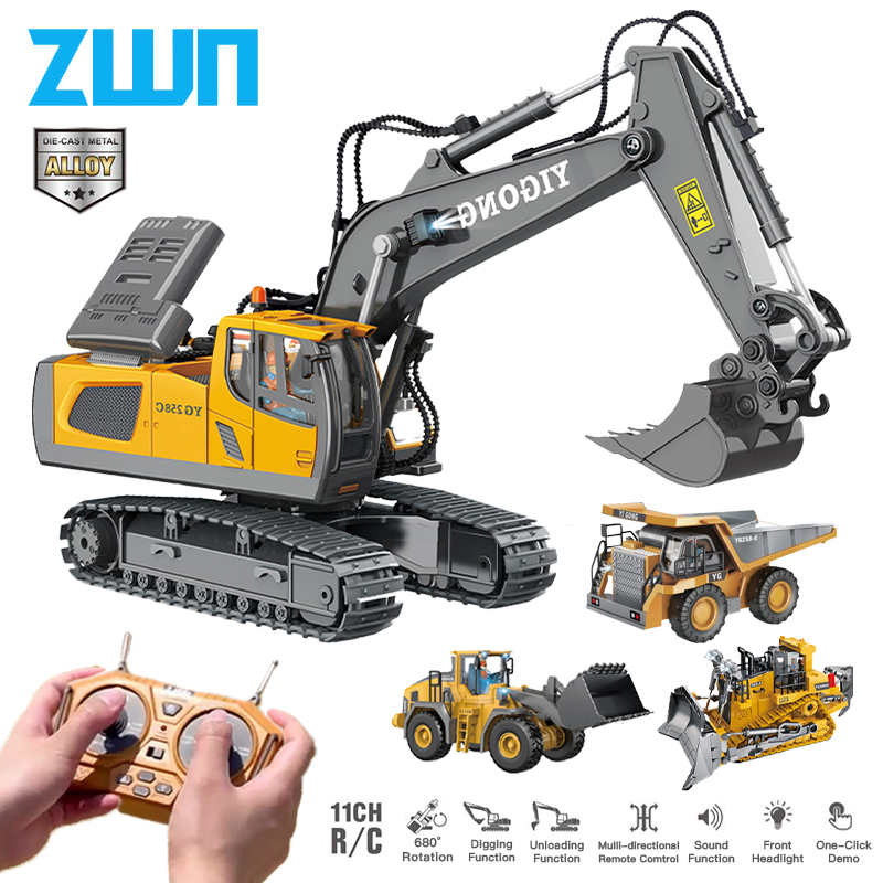 Model Kit Excavator - ZWN รถตักดินควบคุมระยะไกล2.4G รถดัมพ์โมเดลรถ RC ของเล่นรถจำลองพลาสติกอัลลอยด์มืออาชีพสำหรับเด็ก