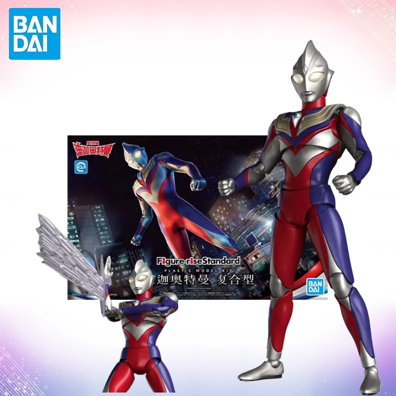 Model Kit Ultraman Tiga - ฟิกเกอร์ของแท้จาก Bandai แบบมีกล่อง รุ่น Ultraman Model