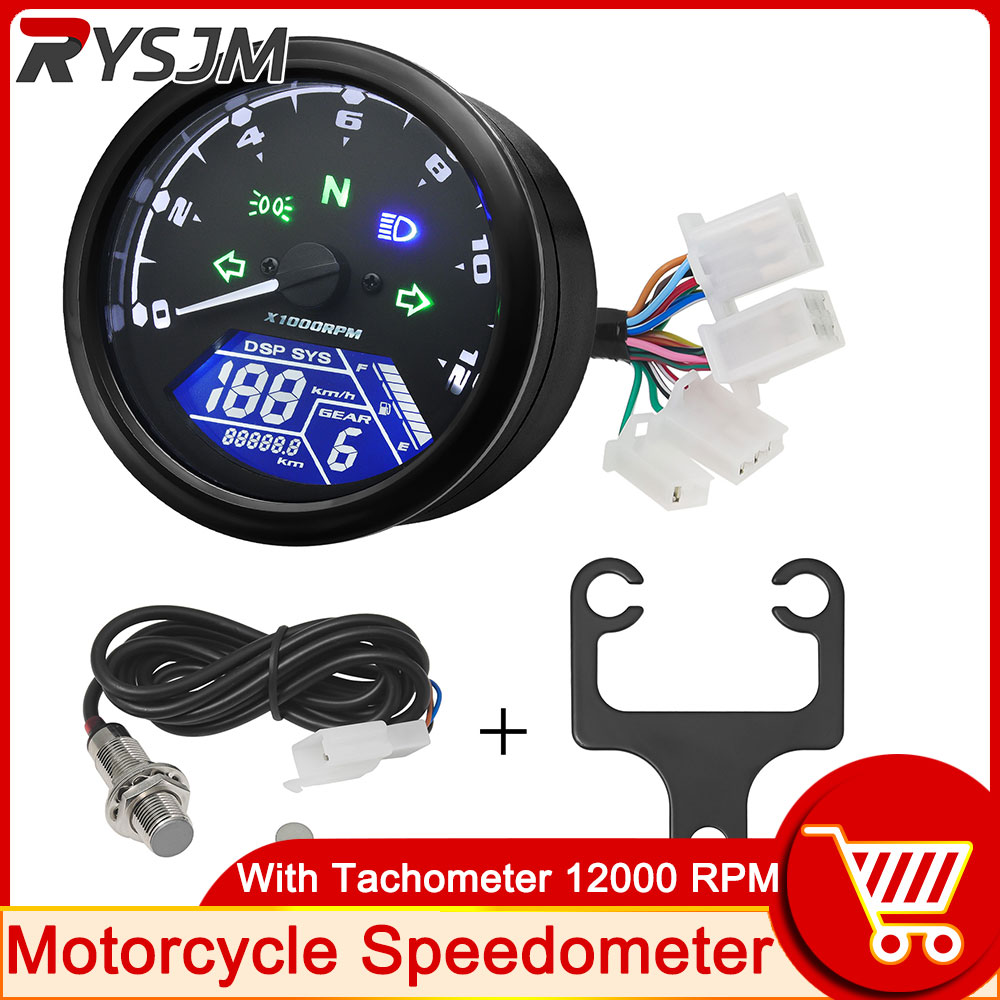 Model Kit Vespa - โฆษณาใหม่ Universal รถจักรยานยนต์ 12000RMP LCD Speedometer