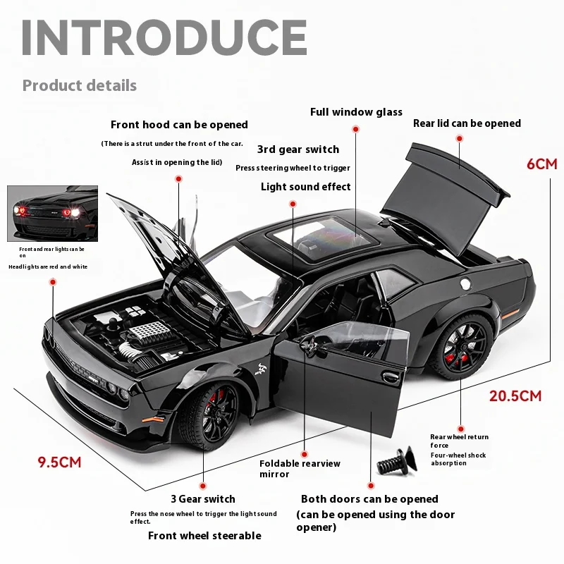 1:24 Dodge Challenger SRT Hell - Model Kit Mustang บทวิจารณ์และราคา